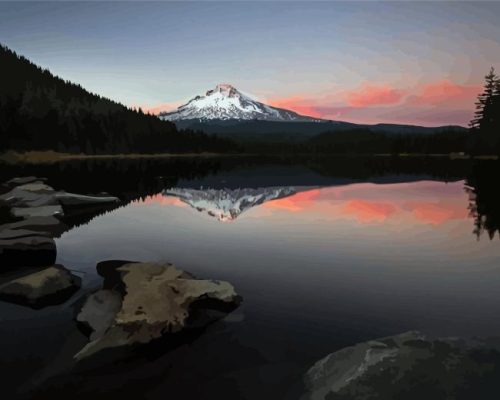 Trillium Lake Mount Hood Paint By Numbers