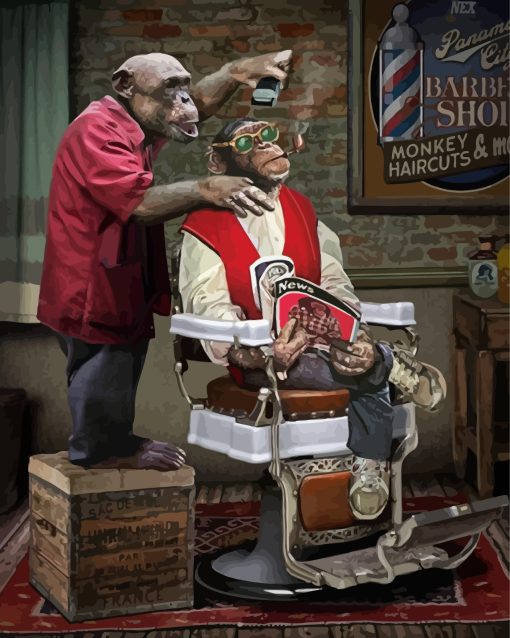 Chimpanzee Hairdresser Paint By Numbers