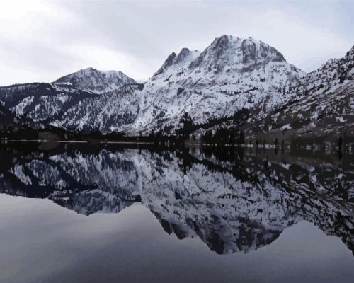 June Lake With Snowy Mountain Paint By Numbers