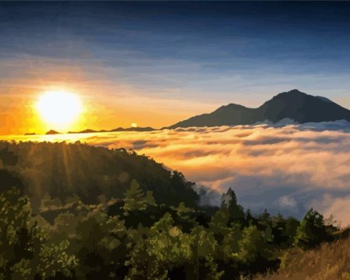 Mount Batur At Sunrise Paint By Numbers