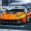 Orange Lamborghini Racing Car Paint By Numbers