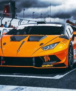 Orange Lamborghini Racing Car Paint By Numbers