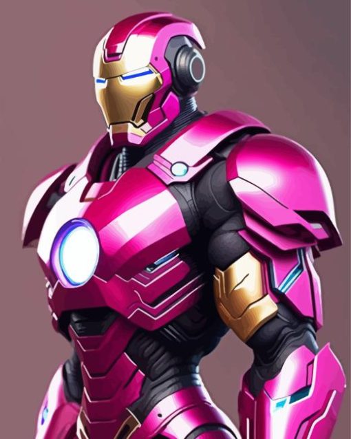 Pink Iron Man Paint By Numbers