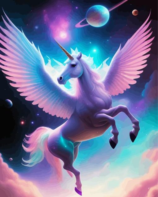 Space Flying Unicorn Paint By Numbers