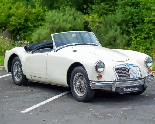 White Mga Sport Car Paint By Numbers