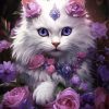 Cat With Purple Flowers Paint By Numbers