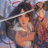 Anime Samurai Girl With Sword Paint By Numbers