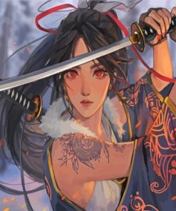 Anime Samurai Girl With Sword Paint By Numbers