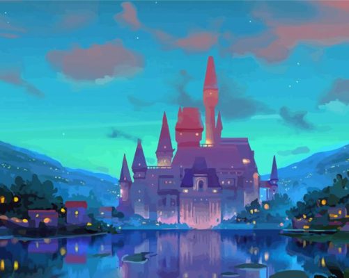 Pink Magical Castle Paint By Numbers