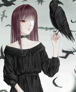 Girl And Crows Paint By Numbers