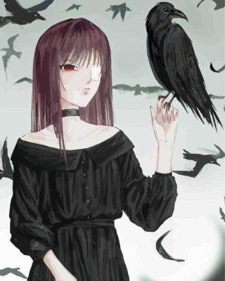 Girl And Crows Paint By Numbers