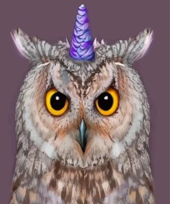 Owl Bird With Unicorn Horn Paint By Numbers