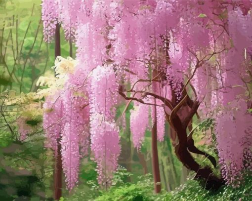 Pink Wisteria Tree Paint By Numbers