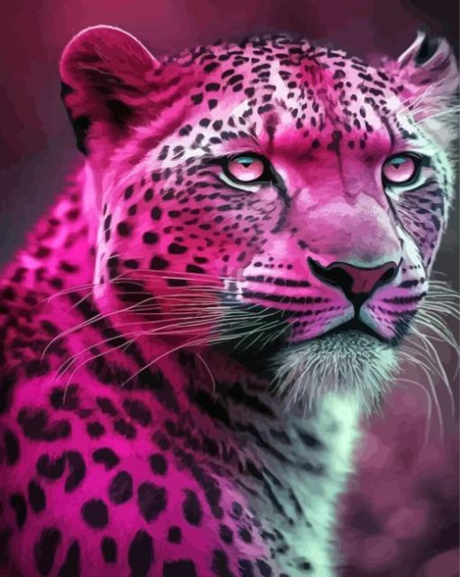 Pink Jaguar Animal Paint By Numbers